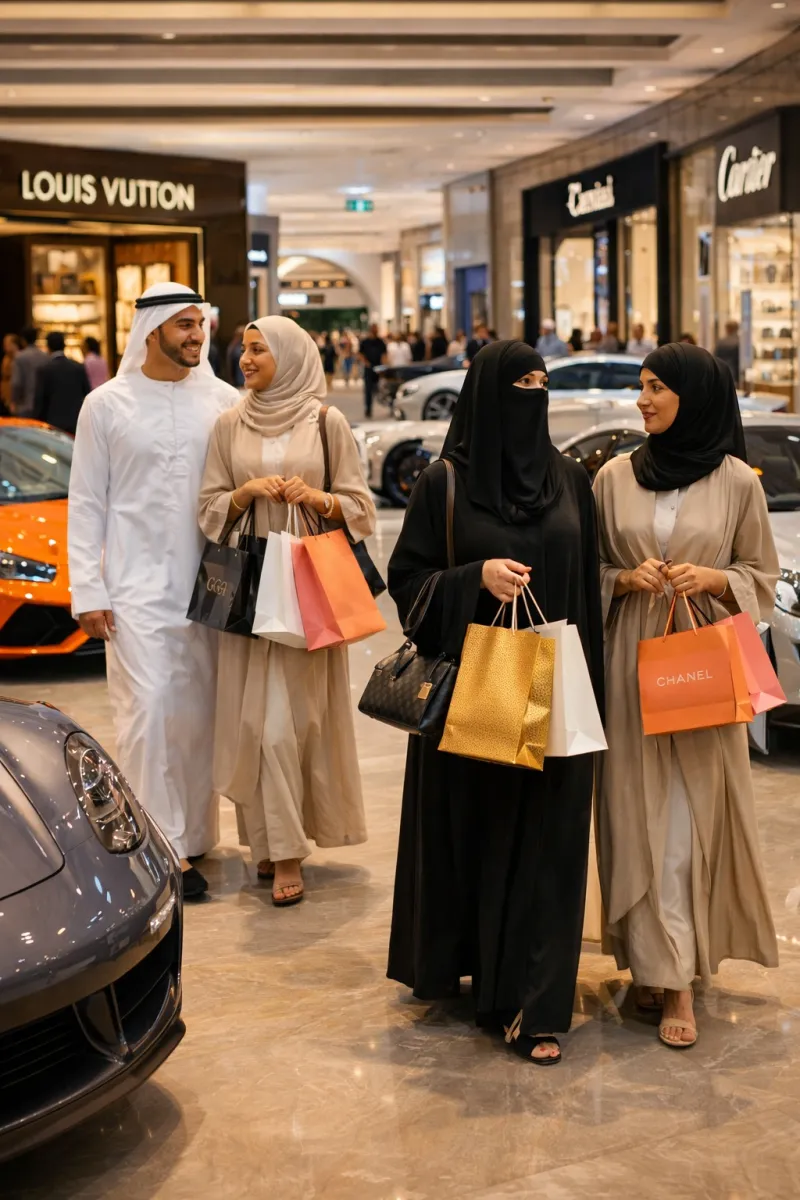 Luxury shopping and high-end cars