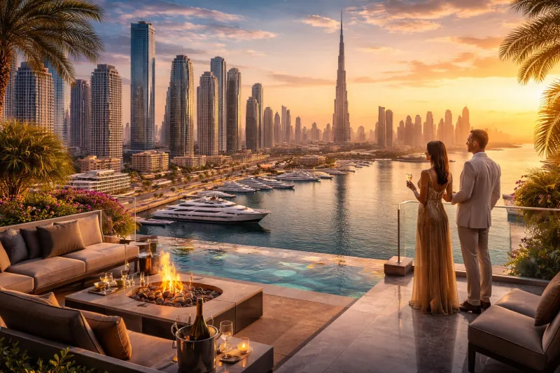 Elegant sunset over Dubai's skyline