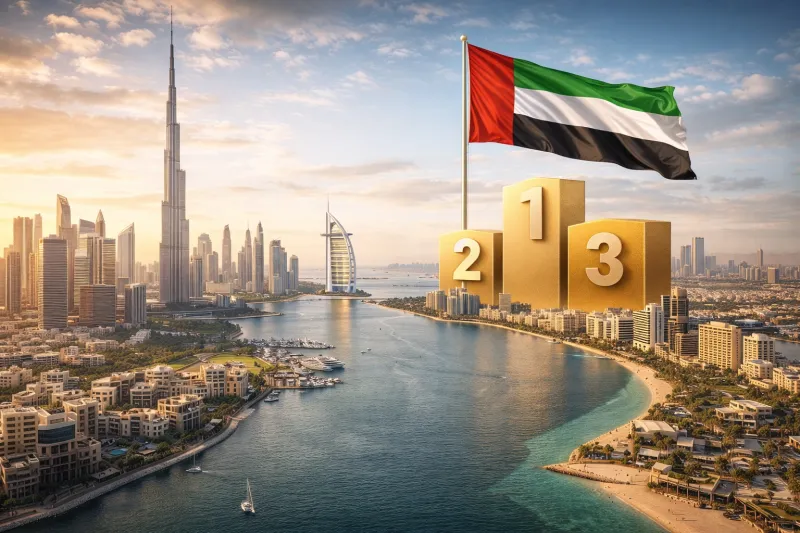 Dubai skyline at golden hour