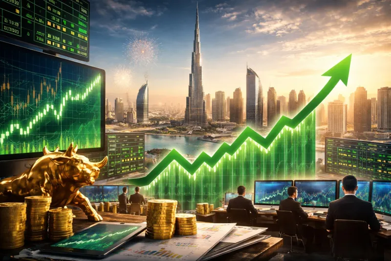 Dubai's stock market surge at dusk