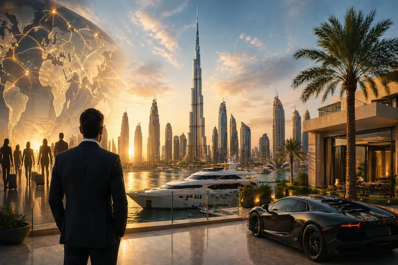 Golden hour luxury in a metropolis