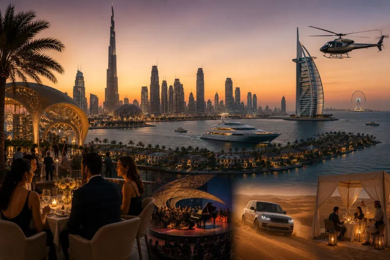 Luxury sunset skyline and exclusive experiences