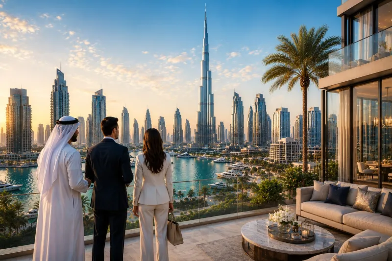 Luxury skyline view at golden hour